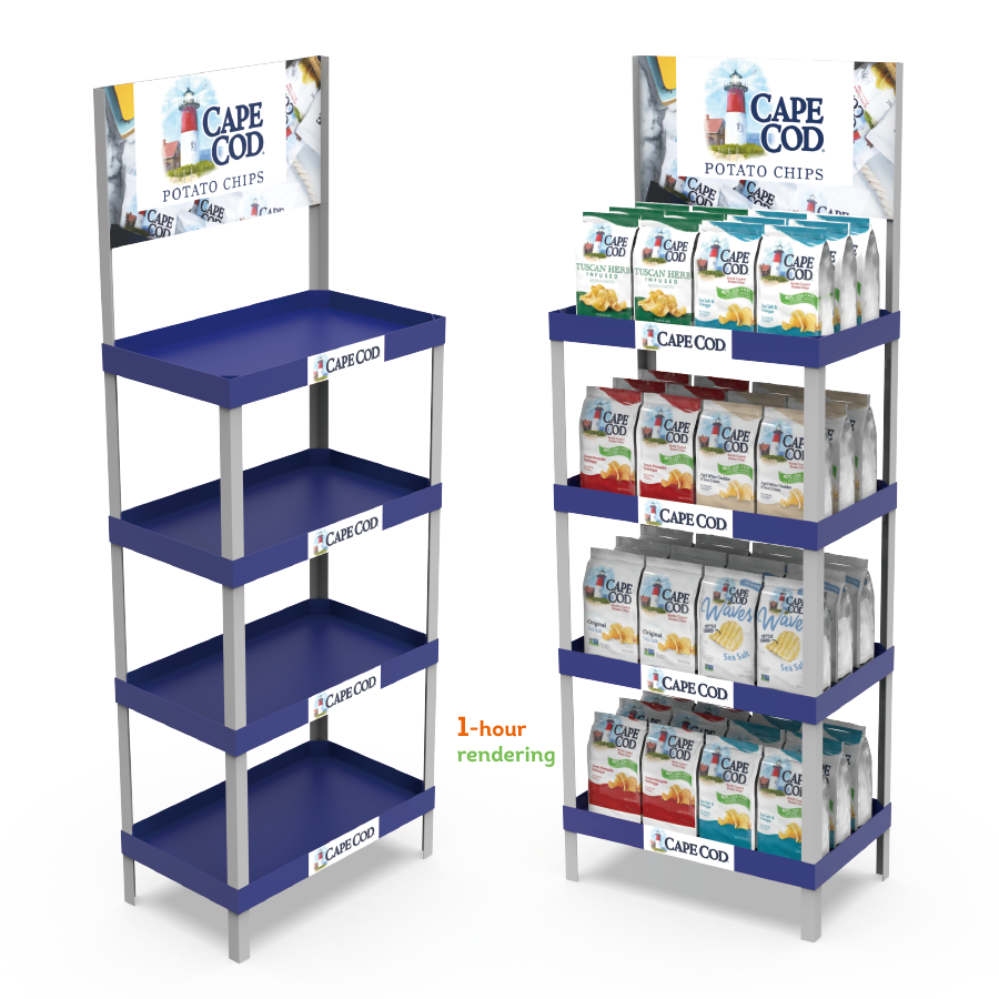 Customized Lightweight PVC Light Duty Multi-Shelf Supermarket Rack Puffed Potato Chips Display Stand for Retail Stores