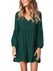 2021 Hot Selling Women <strong>Summer</strong> Tunic <strong>Dress</strong> V Neck Casual Loose Flowy Solid Aline Swing <strong>Shift</strong> <strong>Dresses</strong> - Product Image 4