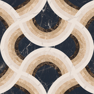 Carrelage en porcelaine vintage de luxe, motif marbre tricolore, cercle 800x800mm, pour hôtels et sols commerciaux - Product Image 1
