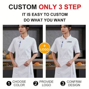 Chaqueta de Cocina Jains de Manga Corta, Unisex, Táctica, de Algodón, con Logotipo Personalizado para Uso en Restaurantes y Hoteles - Product Image 3