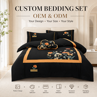 Ensemble de literie brodé sur mesure OEM ODM, housse de couette de luxe, taie d'oreiller, drap de lit, logo personnalisé, ensemble de literie floral pour hôtel et maison