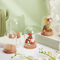 Kuppelförmiges Glasgefäß mit Korkverschluss und Glockenförmigem Deckel, Geeignet zur Dekoration von Blumen, Pflanzen und Kunsthandwerk