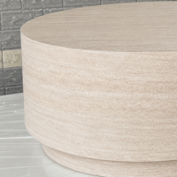 Table basse ronde de style Japandi avec texture travertin pour la décoration intérieure, appartement, villa, salon, hall d'hôtel, directement de l'usine