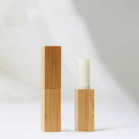 BAS quantité minimale de commande Personnaliser Emballage de tubes de rouge à lèvres carrés de haute qualité de 2.8g Conteneur de tubes de blam à lèvres en bambou naturel écologique