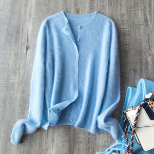 CJ - Nouveau cardigan en <span class=keywords><strong>laine</strong></span> pour <span class=keywords><strong>femme</strong></span>, logo personnalisé, couleur unie, col rond, simple boutonnage, <span class=keywords><strong>pull</strong></span> en <span class=keywords><strong>laine</strong></span>, vente directe d'usine - Product Image 4