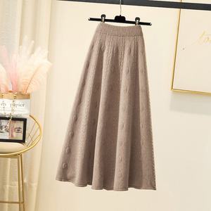 Jupe en maille taille haute à grande ampleur pour femme, nouvelle mode automne-hiver, mi-longue, couleur unie, coupe trapèze, élégante - Product Image 6