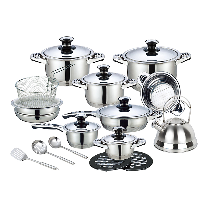 Modern 23-Pcs Nonstick Kitchen Cook Set Stainless Steel Kettles Pans Pots Custom Logo Kitchenware for Home Use