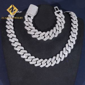 Cadena Gruesa de Joyería Hip Hop, Moissanita que Pasa el Test de Diamantes, Chapada en Oro sobre Plata 925, Cadena Cubana, Joyería Fina - Product Image 3