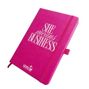 High Quality Printed Business A5 <b>Diary</b> Notebook with Pen Holder Custom Logo Luxury PU Leather Pink Hardcover Thread Sewing Bound - Product Image 1