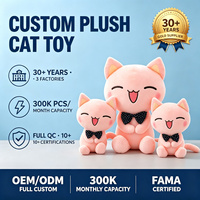 Peluche de chat rose haut de gamme OEM, certifiée FAMA, auditée Sedex et Oeko-Tex 100, pour les détaillants de marques mondiales