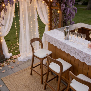 新入荷 ミニマリストデザイン 100%無垢材フレーム 布製クッション ハイバーチェア 結婚式イベント用 - Product Image 2