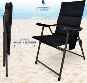 Chaise de camping légère en fer rembourrée de coton, design moderne, portable et pliable, pour jardin, extérieur, chambre, salon, pêche - Product Image 6