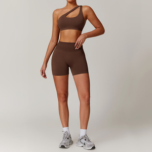 5 pièces nouveautés femmes populaire Logo personnalisé fermeture éclair Yoga costume veste coupe-vent Slim Fit haut athlétique soutien-gorge <span class=keywords><strong>collants</strong></span> ensembles de course - Product Image 6