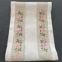 Chemin de table nappe brodé en poly lin