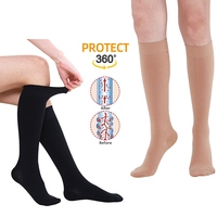 Chaussettes de compression médicales unisexe 20-30 mmHg en stock, vente en gros d'usine, à bout fermé, hauteur genou, pour voyage/vol, pour homme et femme