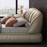 Luxuriöses Modernes Minimalistisches Bett mit Nappaleder-Bezug Kiefernholz-Stahlrahmen Stauraum-Hauptschlafzimmerbett BTLB069 für Zuhause oder Hotel