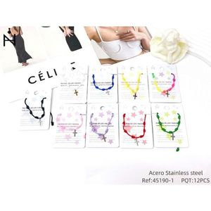 Bracciale in Acciaio Inossidabile con Nodo a Sette Stelle e Croce d'Argento PULSERA - Product Image 1