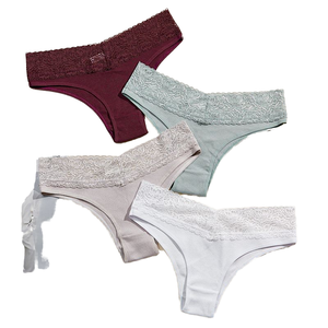 ¡Novedad de 2025! Conjunto de bragas de Bikini transpirables cómodas para mujer, ropa interior de algodón elegante para chica joven, cintura fina de tiro bajo de encaje - Product Image 3