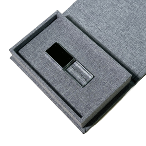 3,0 8GB 16GB cuero de lino terciopelo personalizado USB stick flash drive embalaje caja de regalo con logotipo de sello de aluminio - Product Image 5