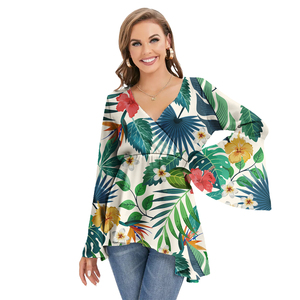 Camisas de gasa personalizadas para mujer Blusas de manga larga Blusa de gasa con estampado de estilo samoano polinesio para mujer - Product Image 4