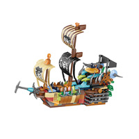 Kit de Construcción de Barco Pirata Modelo 12 en 1 Perla Negra Corsario Fantasma Calavera Set de Bloques para Niños Material Plástico