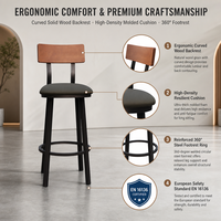 Nouveauté : Tabourets de bar de luxe uniques pour restaurants et bars, chaises de comptoir de style café français pour restaurants et bars