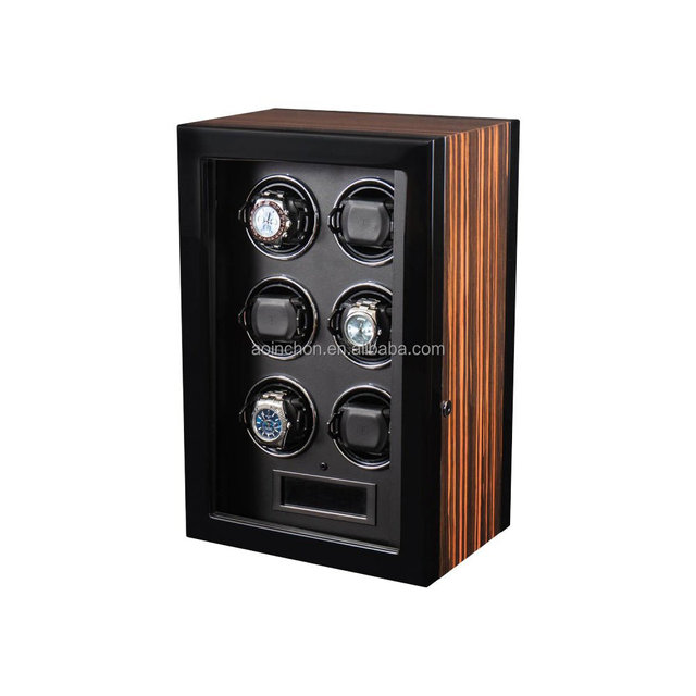 LCD Touch Screen Remote Control TPD Rotation Mode Ebony Macassar Luxury Wooden Watch Winder LED Light Box Case Custom Logo Brand