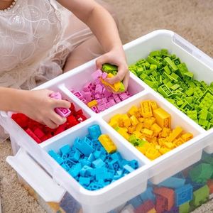 17 QT <b>Plastic</b> Storage Box with Building Baseplate Lid Stackable <b>Clear</b> <b>Container</b> for Organizing Lego Storage Box Wi - Product Image 5