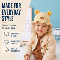 Chapeau de princesse pour bébé avec oreilles d'ours 3D, faible MOQ, prix direct usine, bonnet en tricot gaufré pour détaillants mondiaux