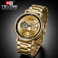 Montre automatique TEVISE avec logo personnalisé, bracelet en acier, montre mécanique, fabrication OEM/ODM, livraison directe d'usine