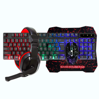 Accessoires de jeu personnalisés de marque G10, ensemble 4 en 1, casque, tapis de souris, clavier de jeu USB rétroéclairé à 104 touches et combos clavier-souris