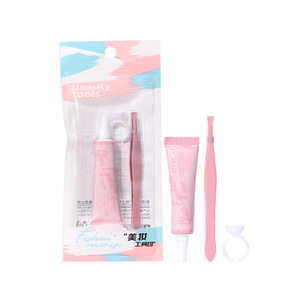 Lmltop False Eyelash <b>Tool</b> Set 3pcs Pink Glue Tweezers Cup SY027 - Product Image 4