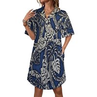 Robe chemisier ample et respirante pour femme, style cubain, motif tribal polynésien Elei, haute qualité, vente en gros