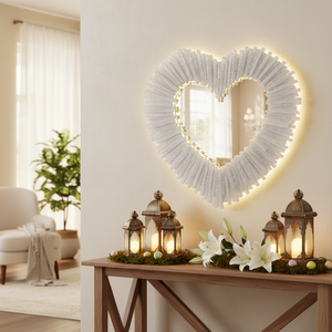Customizable Modern LED Handmade Glass Mirrors Wood <b>Frame</b> Mirrors Wall Mounting High-end Wedding Festive Decor-Ramadan Easter - Product Image 3