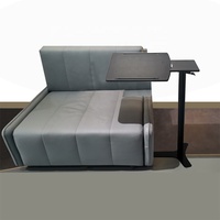 Vente chaude Hôpital Hauteur Réglable Base En Fer Roues Pneumatiques Mobile Canapé Côté Overbed Table avec Pliant Haut