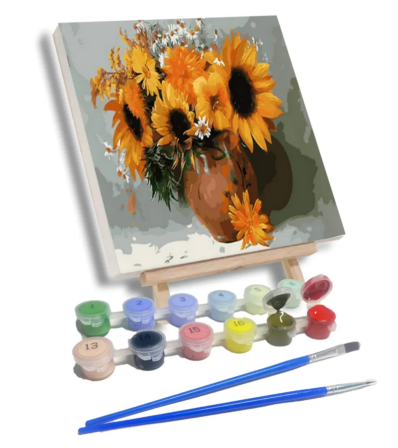 Diy Painting By Numbers Digital Abstract Sunflowers On Canvas Painting For Adult With Kid Picture