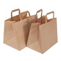 Sacs Personnalisés en Papier Kraft Marron, Compostables, avec Poignée Plate, Vente en Gros