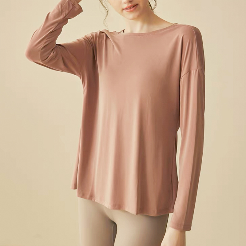 Customized Fashion Sports Sexy Open Loose and Breathable Naked Feeling Back Yoga Running Fitness Long Sleeve