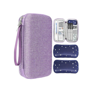 Sac <span class=keywords><strong>isotherme</strong></span> portable Badu Purple Fashion pour <span class=keywords><strong>insuline</strong></span>, étui de voyage en EVA, kit médical imperméable en polyester avec 2 blocs réfrigérants - Product Image 1