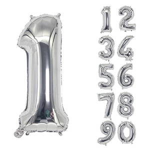 Globos de Número Plateados de 32 Pulgadas, Globo de Número Metalizado, Decoraciones para Fiestas de <span class=keywords><strong>Cumpleaños</strong></span>, Bodas, Aniversarios, Baby Shower - Product Image 1