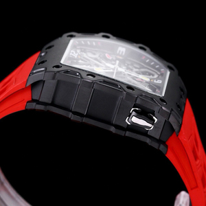 Montre mécanique classique Rm rouge et noire avec cadran ajouré, design élégant, luxueuse, durable, sportive et légère. - Product Image 5