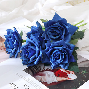 Rosas artificiales Simulación <span class=keywords><strong>roja</strong></span> Ramo <span class=keywords><strong>de</strong></span> rosas blancas individuales Lote Rosa Decoración <span class=keywords><strong>de</strong></span> la boda Azul Alta calidad a granel - Product Image 3