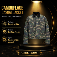 Veste camouflage pour homme, boutonnée, style denim, streetwear décontracté, vêtements d'extérieur