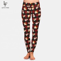 High waist leggings custom check the cat printed yoga pants 230gsm double side brushed milk silk soft leggings