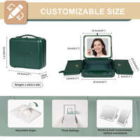 Trousse de maquillage portable rechargeable grande capacité avec lumière LED et miroir magnétique pour femmes et filles