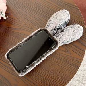 Funda de teléfono de felpa con diseño de conejo para iPhone 13 14 15 16 17 Pro Max, funda de teléfono de PC de invierno suave y cálida - Product Image 5