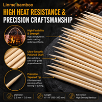 Bâtons longs en bambou pour griller les guimauves, 80 cm, avec poignée résistante à la chaleur, pour feu de camp, brasero, grillades, vente en gros
