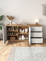 Meuble de rangement multifonctionnel en bois laqué brillant, style moderne minimaliste et luxueux, pour salle à manger, salon, cuisine et chambre.