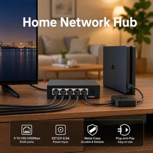 Ventilatorloze metalen behuizing 8-poorts Gigabit-<span class=keywords><strong>switch</strong></span> DC12V 1A, Plug&Play netwerksplitter voor binnenbekabelingsprojecten - Product Image 2