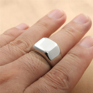 yunnique Men's <b>Titanium</b> Steel Square <b>Ring</b> Geometric Polished Silver Gift Jewelry 280663 - Product Image 4
